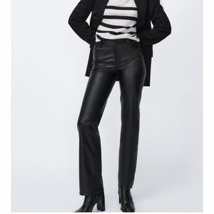 Zara 90s Leather Wide Leg Pants